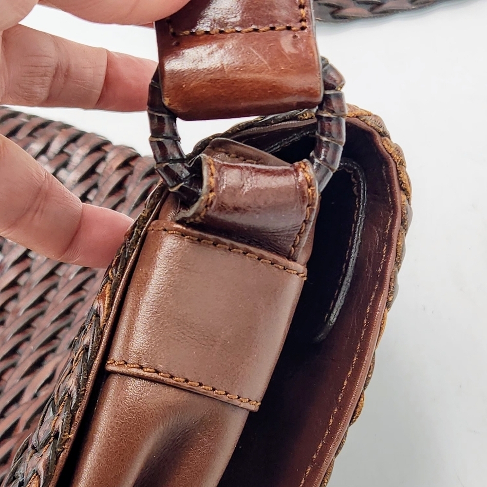 De Vecchi Hamilton Hodge Vintage Leather Woven Saddle Bag In Brown - Picture 10 of 14